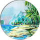 View From Shore, Landscape Round Wall Art, 11"