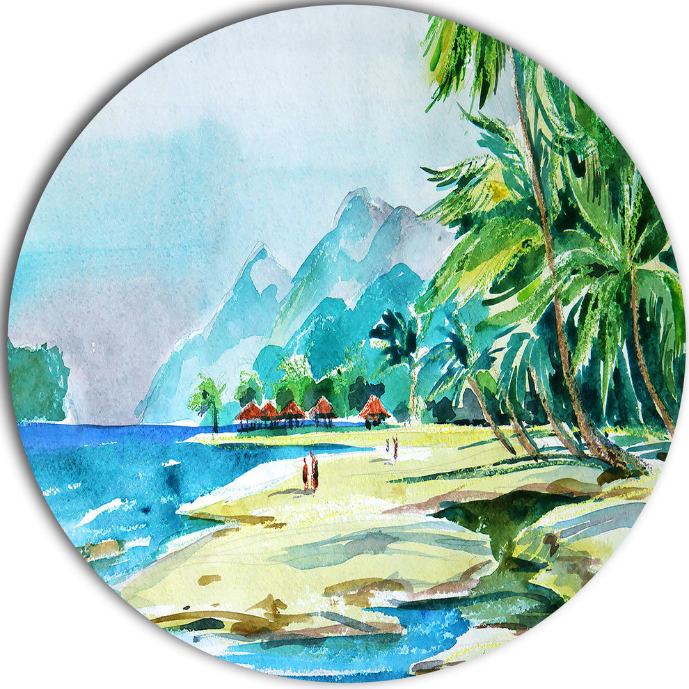 View From Shore, Landscape Round Wall Art, 11"