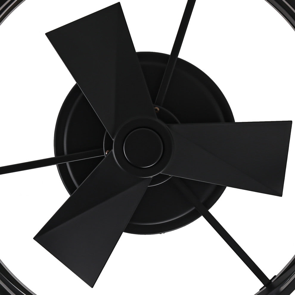 19.68 inch Small Flush Mount Ceiling Fan with Light and Remote, Matte Black