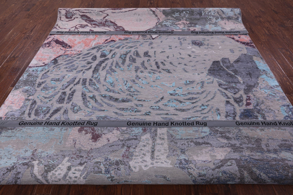 9' 0" X 12' 2" Modern Parrot Design Handmade Wool & Silk Rug - Q15553