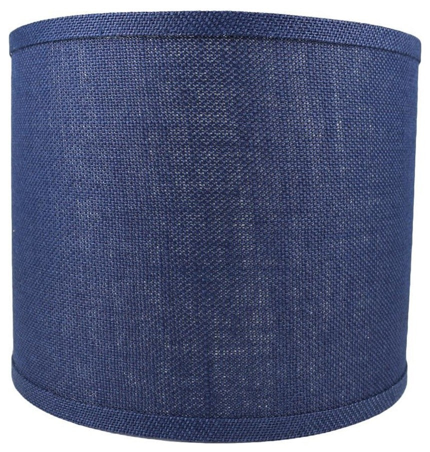 Classic Drum Burlap Lampshades, Navy Blue, 12"