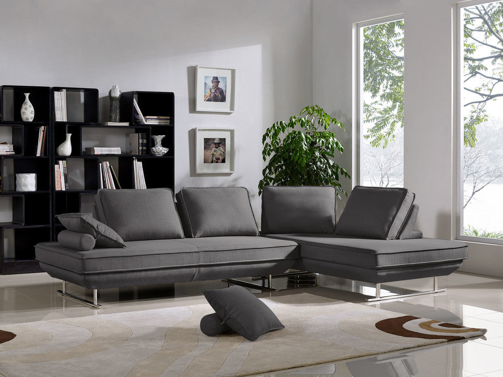 2PC Lounge Seating Platforms With Moveable Backrest Supports Grey Fabric