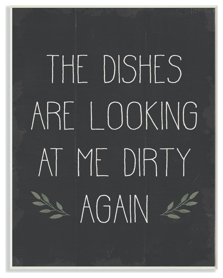 Stupell Industries Dishes Looking Dirty Funny Family Kitchen Word, 13 x 19