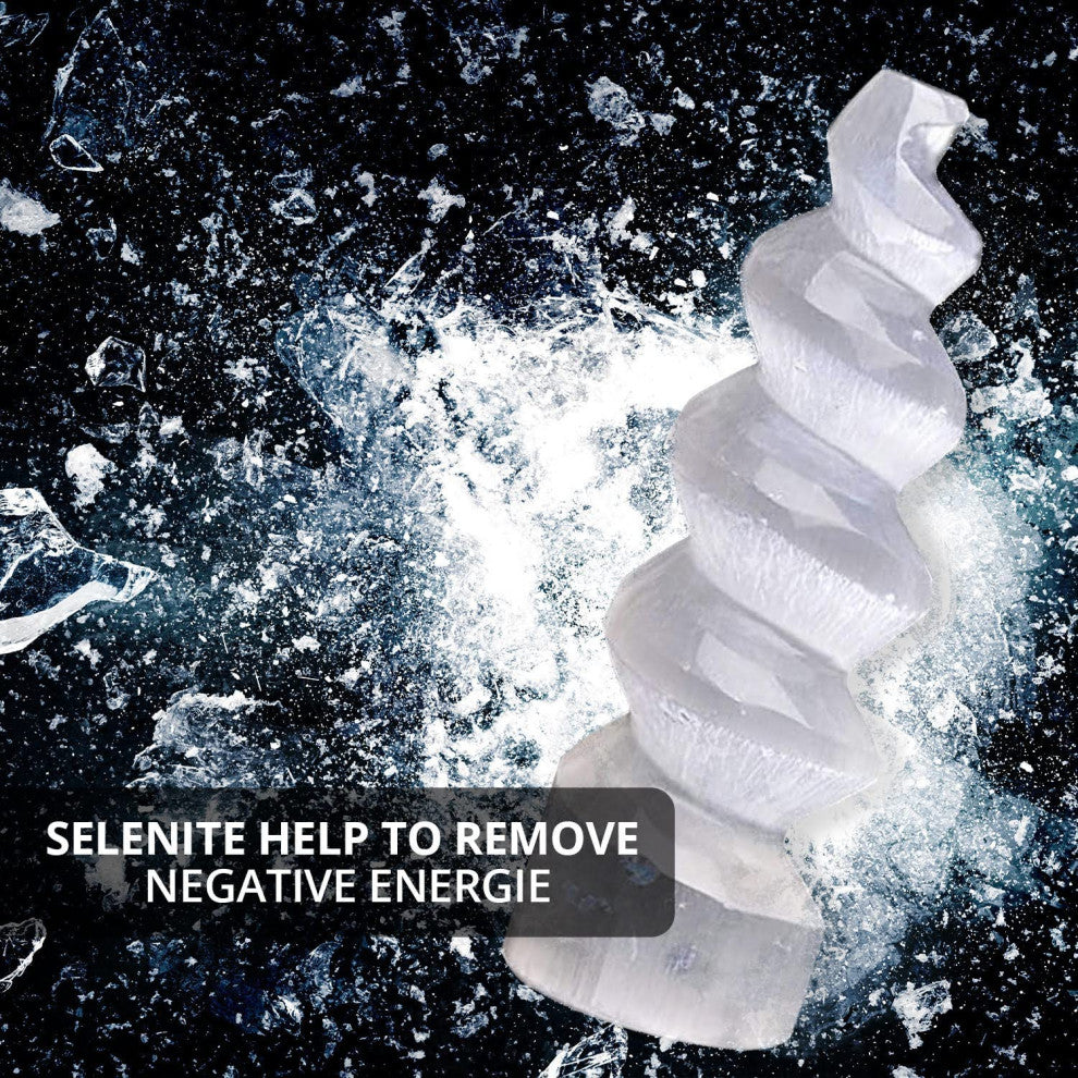 Selenite Crystal Tower Spiral Medium, Healing Stones & Home Decoration - 1 PC