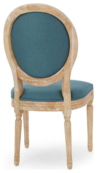 GDF Studio Phinnaeus French Country Fabric Dining Chairs (Set of 2), Dark Teal