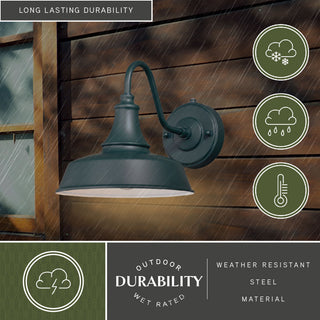 Dorado 1 Light Barn Outdoor Wall Lantern, Hunter Green/White, 9"x9"x13"