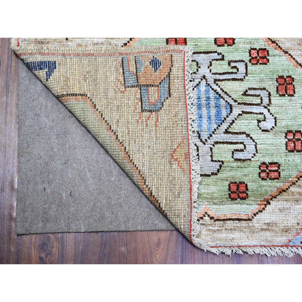Tan Anatolian Village Inspired Design Wool Hand Knotted Runner Rug 2'10"x9'7"