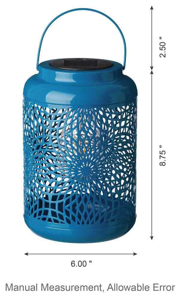 Metal Cutout Solar Powered Hanging Lantern, 2-Piece Set