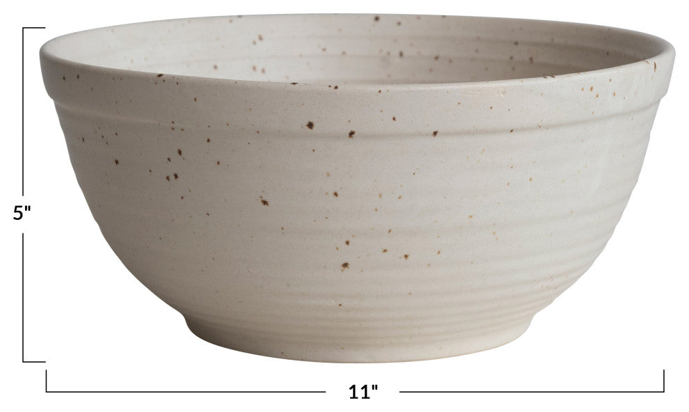 Farmhouse Stoneware Bowl, White Speckled Glaze