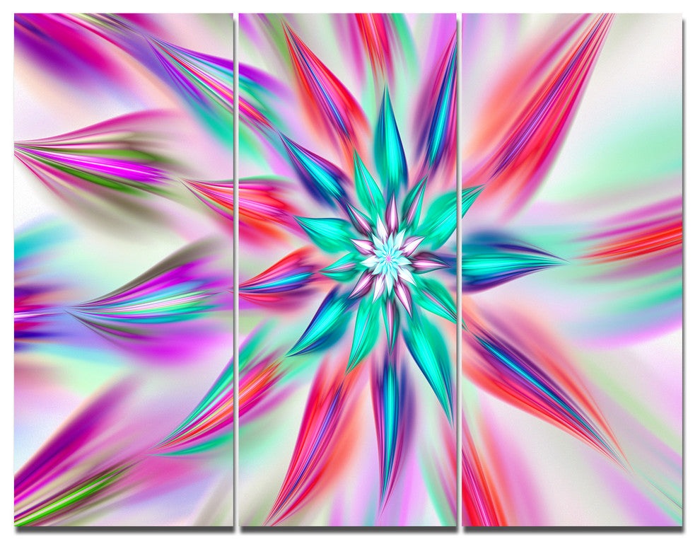 Dancing Pink Flower Petals, Floral Triptych Canvas Art Print, 36x28, 3 Panels