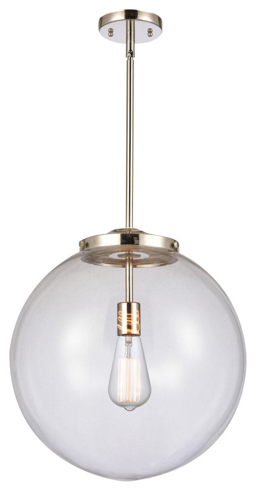 Beacon Pendant, Polished Nickel, Clear, Clear