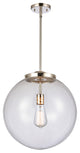 Beacon Pendant, Polished Nickel, Clear, Clear