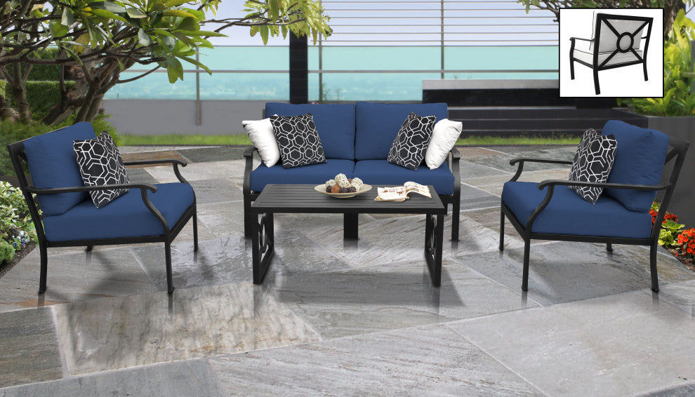 kathy ireland Madison Ave. 5 Piece Aluminum Patio Furniture Set 05c, Midnight