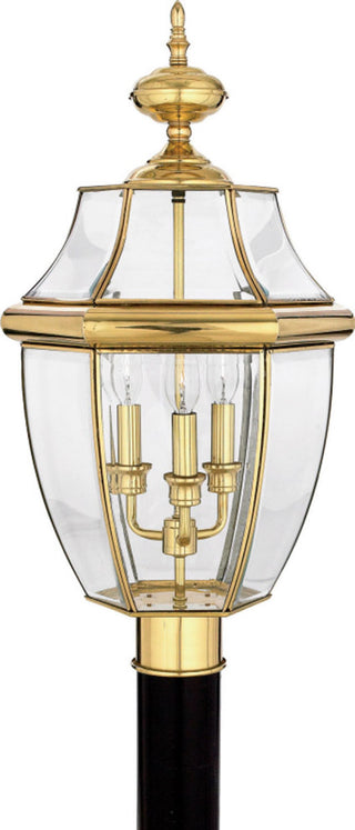 Newbury 3-Light Outdoor Lantern, Polished Brass