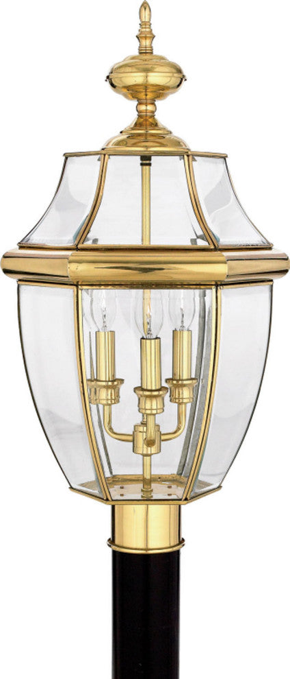 Newbury 3-Light Outdoor Lantern, Polished Brass