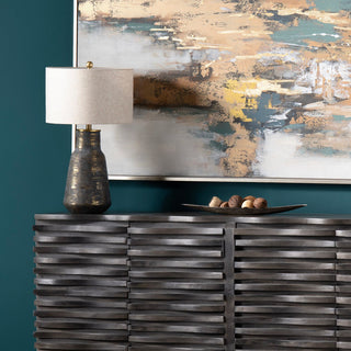 Trinity 28" Urn Table Lamp With Linen Drum Shade, Gray