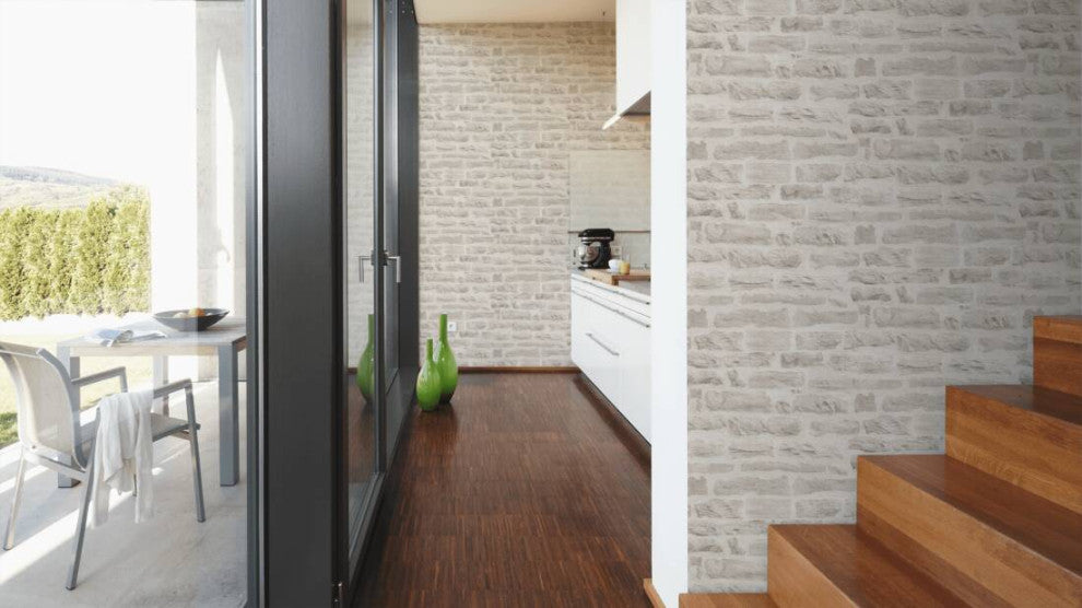 Textured Wallpaper Brick Rustic, 355804, Gray, Sample