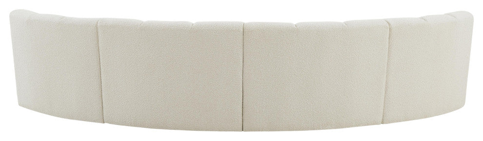 Infinity Black Boucle Fabric Upholstered Arc Shaped Modular Sectional, Cream, 4-Piece, Arc-Shaped