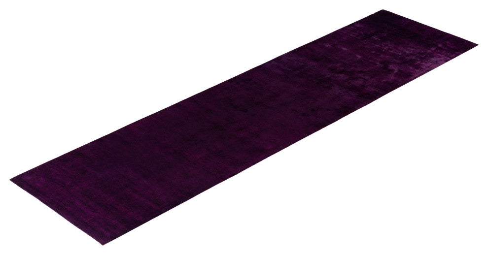Overdyed One-of-a-Kind Hand-Knotted Area Rug Purple, 3' 2" x 12' 5"