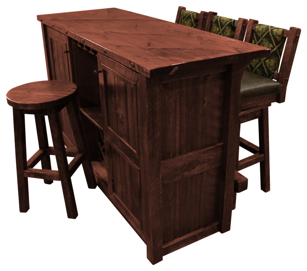 Barnwood Style Timber Peg Freestanding Bar Set, Michael's Cherry, Black Pine Cone and Quarter Espresso