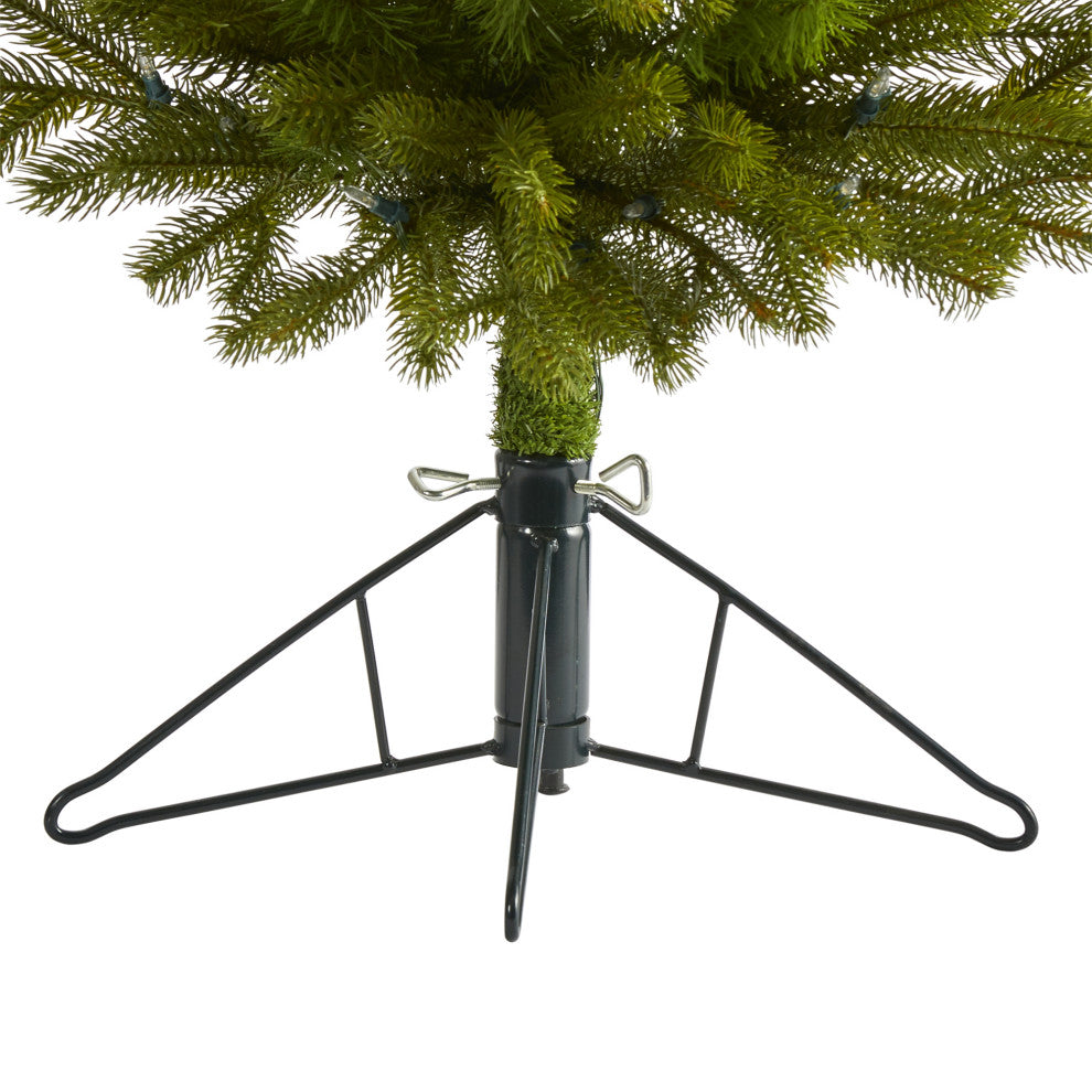 3' Cambridge Spruce Flat Back Faux Xmas Tree W/ White Lights & Bendable Branches