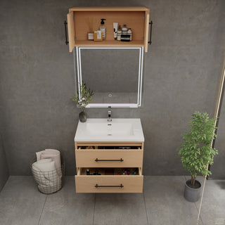 Victoria 30" Solid Wood Bath Vanity, Overhead Cabinet, Yellow Oak