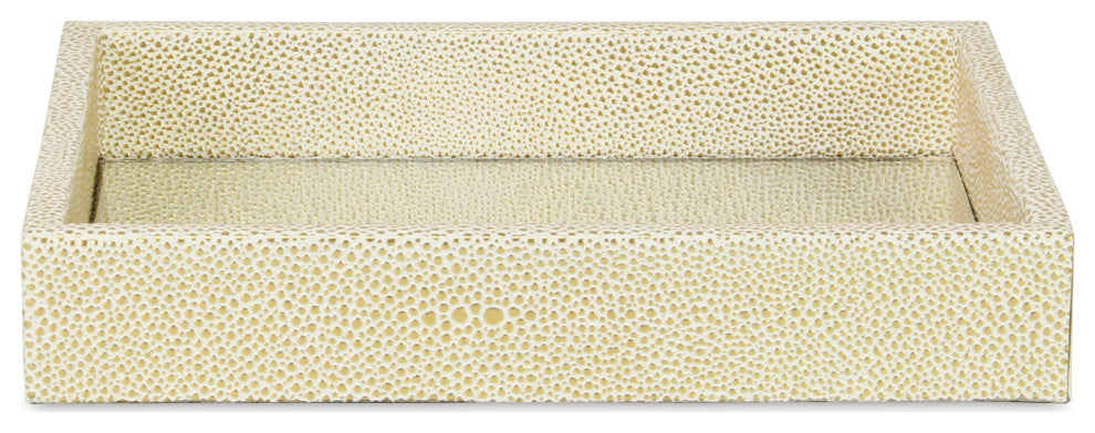 Labai Tray with Mirrored Interior, White Gold