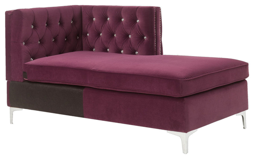 ACME Jaszira Modular Chaise, Burgundy Velvet
