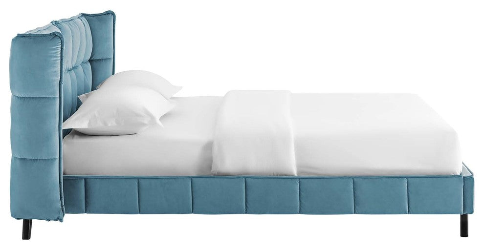 Sea Makenna Queen Performance Velvet Platform Bed