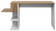 Modern Desk, 3 Built In Open Shelves & Walnut Top With Flip Down Door, White