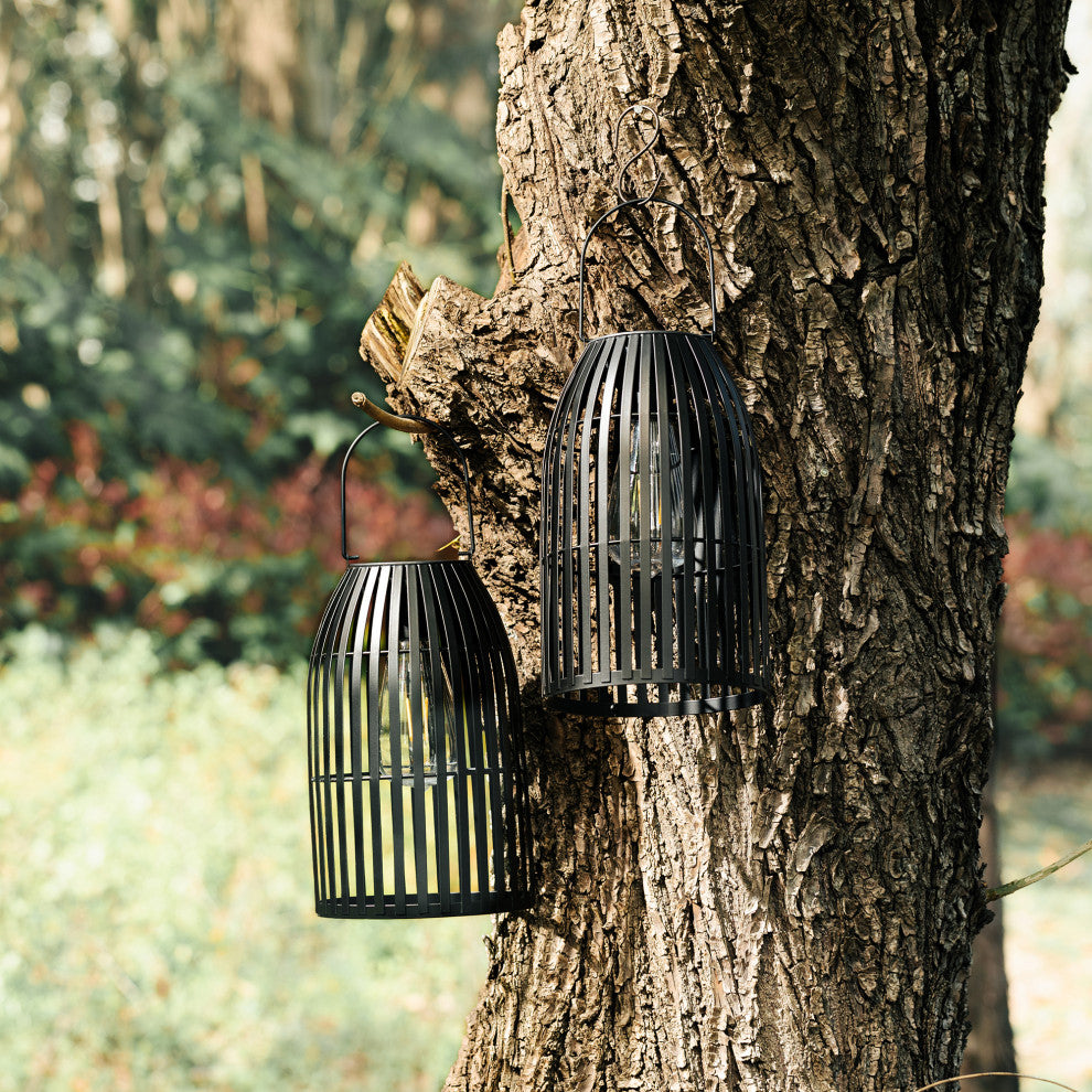 Metal Woven Solar Powered Hanging Lantern, 2-Piece Set