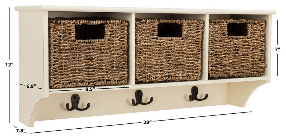 Safavieh Finley Hanging 3 Basket Wall Rack, White