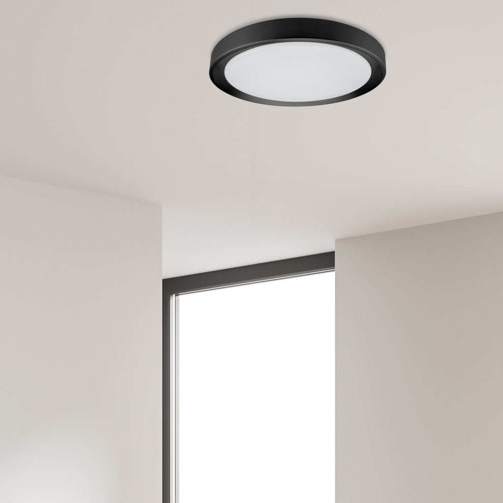 Flynn Modern 1 Light Sandy Black White Metal Flush Mount