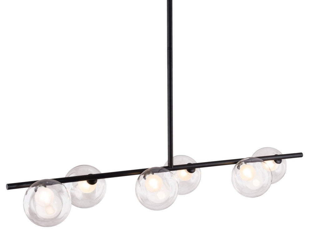 Pendant Ceiling Light Fixture, Glass, Steel Metal, Black, Clear, Lounge Cafe