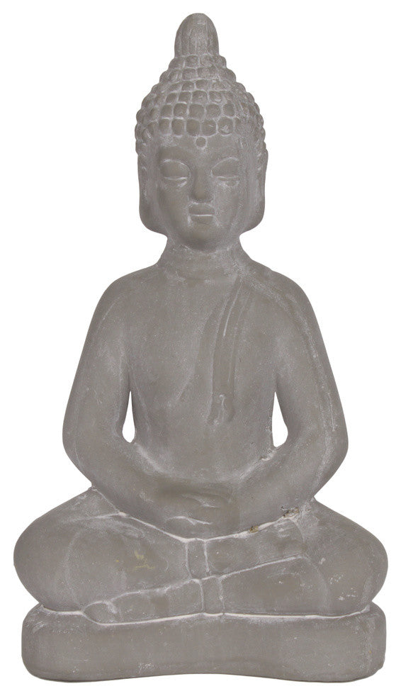 Agra Ceramic Buddha Figurine, Concrete Gray, Small