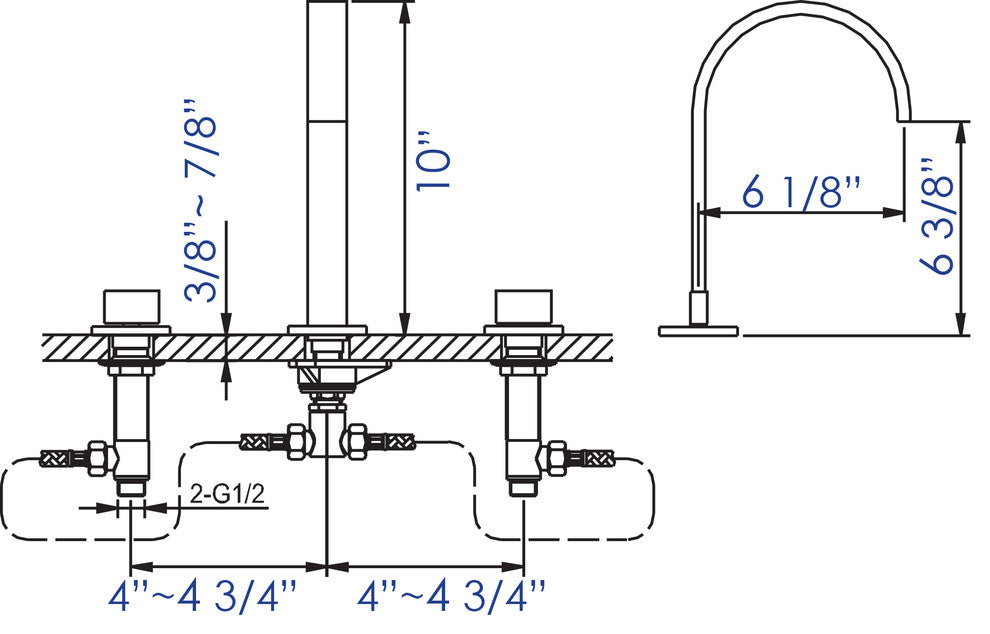 ALFI brand AB1336-BN Brushed Nickel Gooseneck Widespread Bathroom Faucet