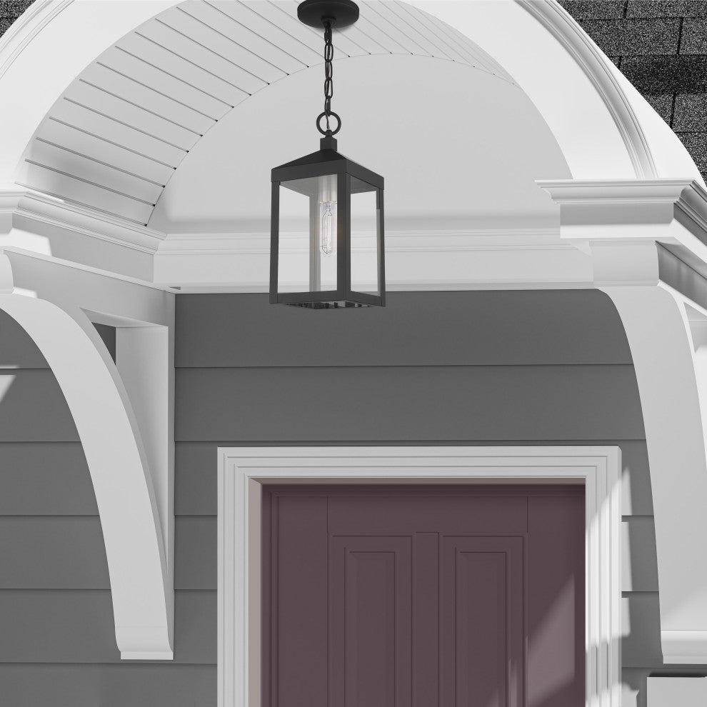 Livex Nyack 1 Light Black/Brushed Nickel Cluster Small Outdoor Pendant Lantern