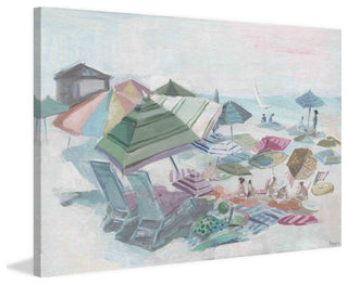 "Crowded Beach" Painting Print on Wrapped Canvas, 60"x40"