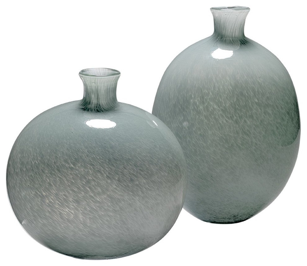 Minx Decorative Vases in Gray Glass, Set Of 2