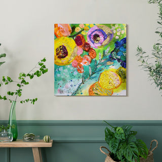 Floral Radiance II Crystallus Epoxy Coated Wrapped Canvas Wall Art