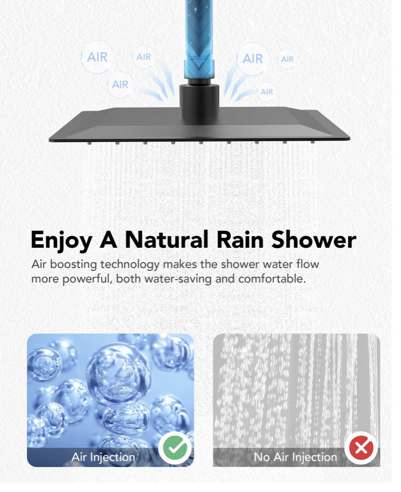3-Function Shower Faucet System with Pressure Balance Valve, Matte Black