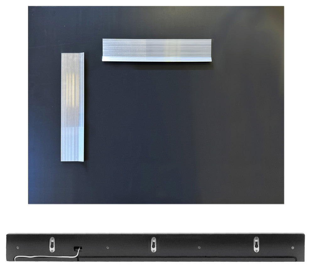 35" Dark Gray Wireless Charging Shelf and Frameless Mirror Set