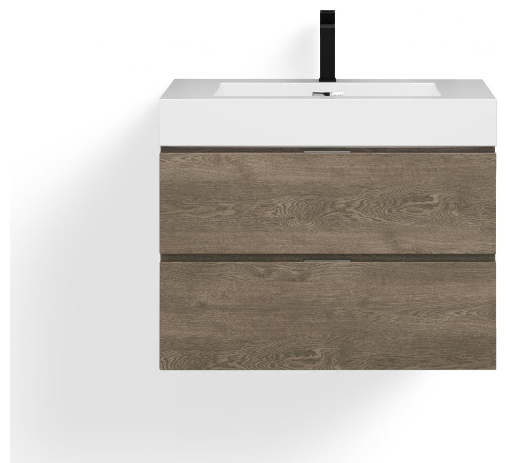 Boutique Bath Vanity, Butternut, 30", Single Sink, Wall Mount
