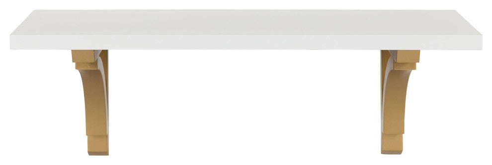 Corblynd Traditional Wood Wall Shelf, White, Gold, 24