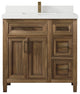 Santa Monica 36 Center Sink Bath Vanity in Graywashed Teak 2" White Quartz