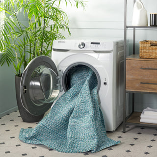 Safavieh Braided BRA201 Rug Machine-Washable, Teal/Green, 6'x9'