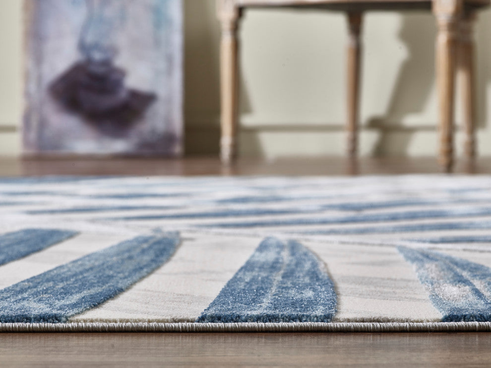 Abani Nova NOV110A Blue and Grey Floral Palm Area Rug