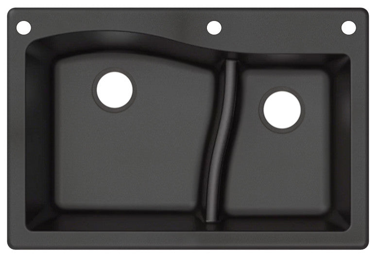 Aversa SilQ Granite 33-in. Drop-in Kitchen Sink with 3 BAE Faucet Holes in Black