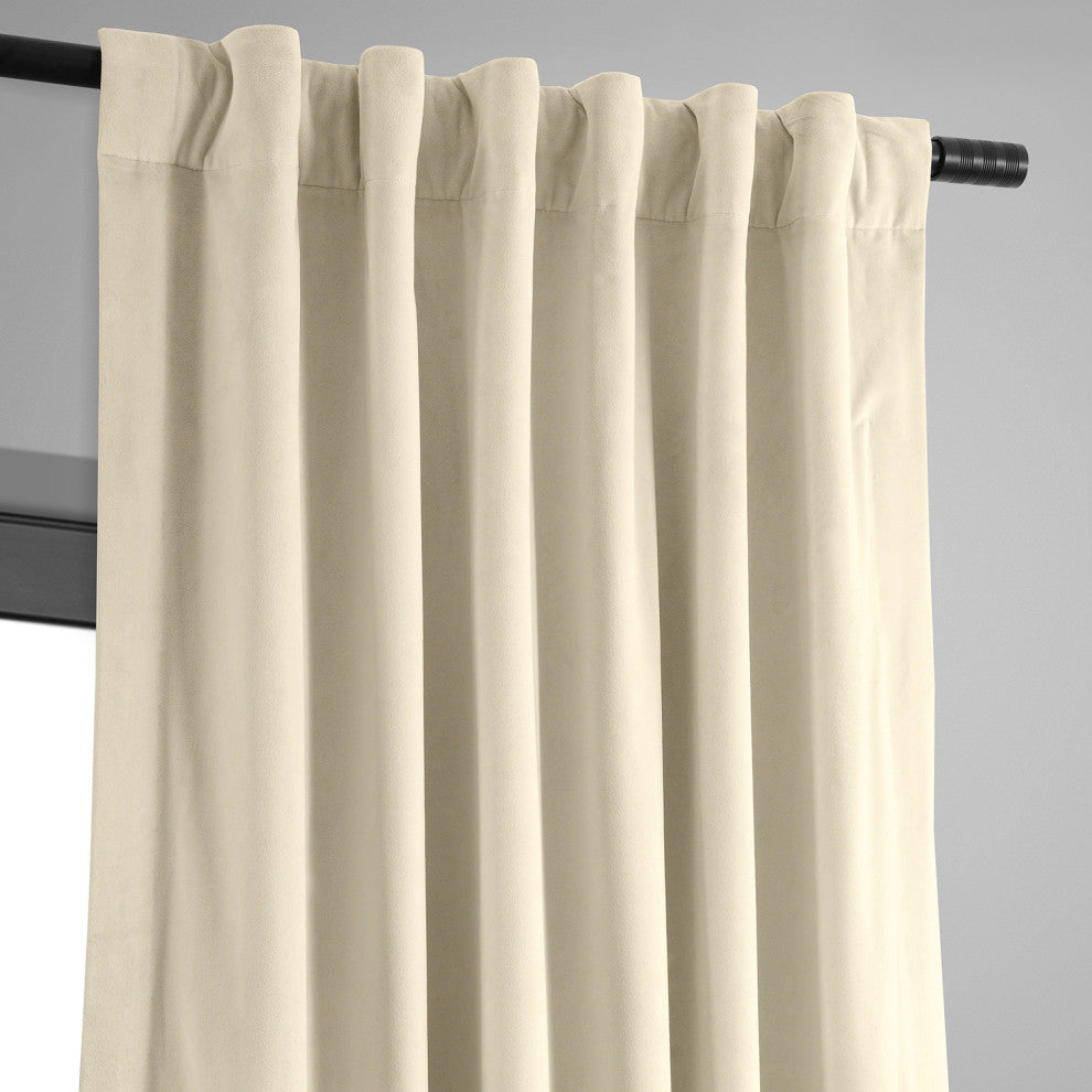 Signature Ecru Blackout Velvet Curtain Single Panel, 50"x96"