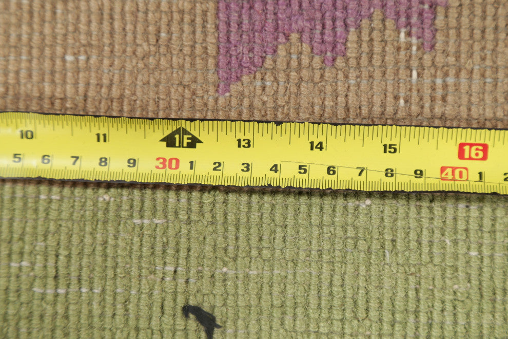 Consigned, Vintage Floral Area Rug Art Deco Oriental Hand-Knotted, Green, 9 X 12
